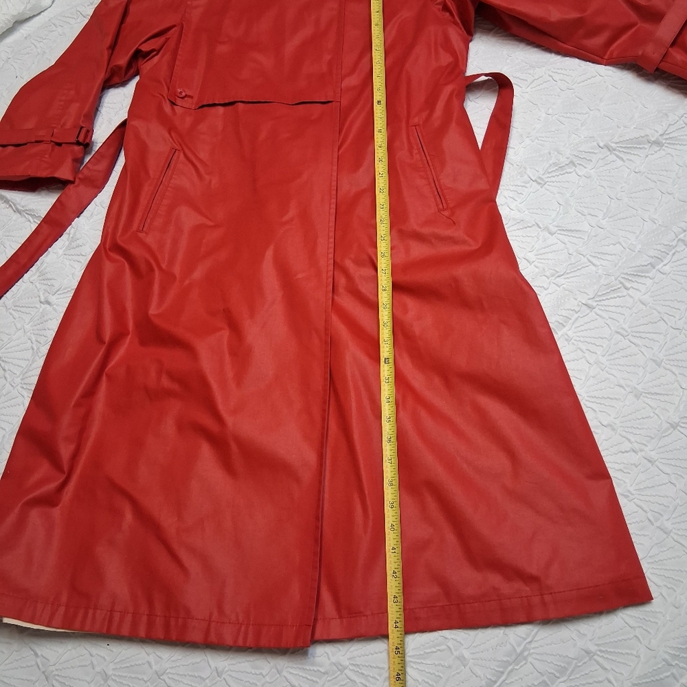 London Fog Vintage Vibrant Red Trench Coat Size 14 pet - Picture 6 of 17